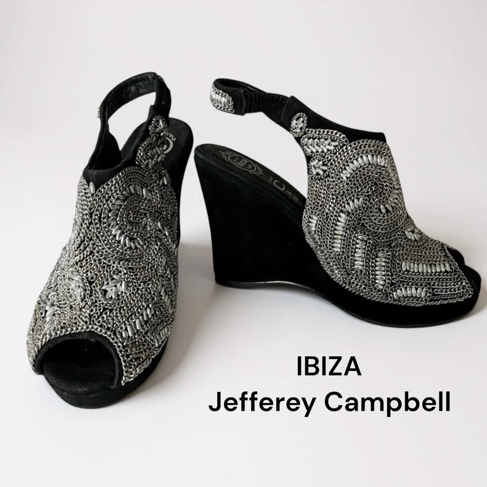 ibiza JEFFREY CAMPBELL HANDMADE SHOES BEADED WEDGE GORGEOUS 7